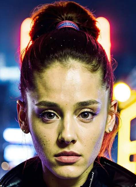 detailed film still of portrait neon operator sks woman in the movie blade runner, messy ponytail, cyberpunk futuristic, neon, reflective puffy coat, decorated with traditional japanese by smail inceoglu dragan bibin hans thoma greg rutkowski alexandros pyromallis nekro, illustrated, perfect face, fine details, realistic shaded, fine - face, pretty face
<lora:skin_slider_v2_1_FACE:0.7> ((metart))
 <lora:lora-small-ariana-grande-v1:1.2>