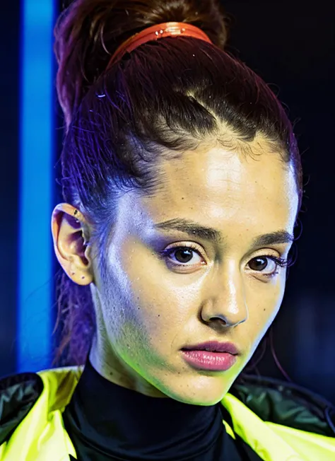 detailed film still of portrait neon operator sks woman in the movie blade runner, messy ponytail, cyberpunk futuristic, neon, reflective puffy coat, decorated with traditional japanese by smail inceoglu dragan bibin hans thoma greg rutkowski alexandros pyromallis nekro, illustrated, perfect face, fine details, realistic shaded, fine - face, pretty face
<lora:skin_slider_v2_1_FACE:0.7> ((metart))
 <lora:lora-small-ariana-grande-v1:1.2>