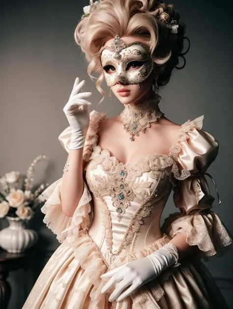 RAW photo, full body shot, posing 1girl, exquisite goldy clothes, (full face mask:1.2), blonde wig, (bridge:1.2), MasqueradeFashion style 
<lora:MasqueradeFashion:0.7>, 8k uhd, dslr, soft lighting, high quality, film grain, Fujifilm XT3, (intricate details:0.9), (hdr, hyperdetailed:1.2)