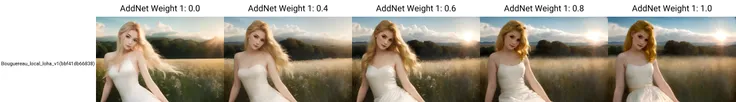 1girl, masterpiece, best quality,white dress,realistic, wariza ,cloud,blonde hair,looking at viewer, field, sunlight,
