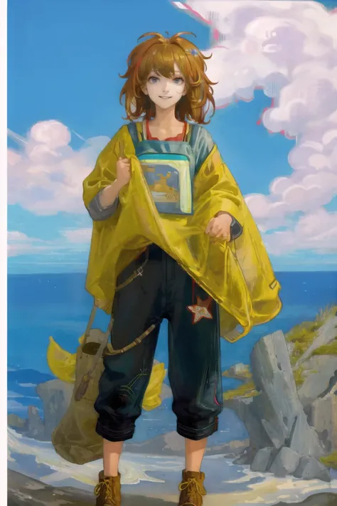 ((masterpiece:1.2, best quality)), 1girl, messy hair, smile, baggy clothing, seaside
<lora:bouguereauStyle_bouguereauV1:0.9>