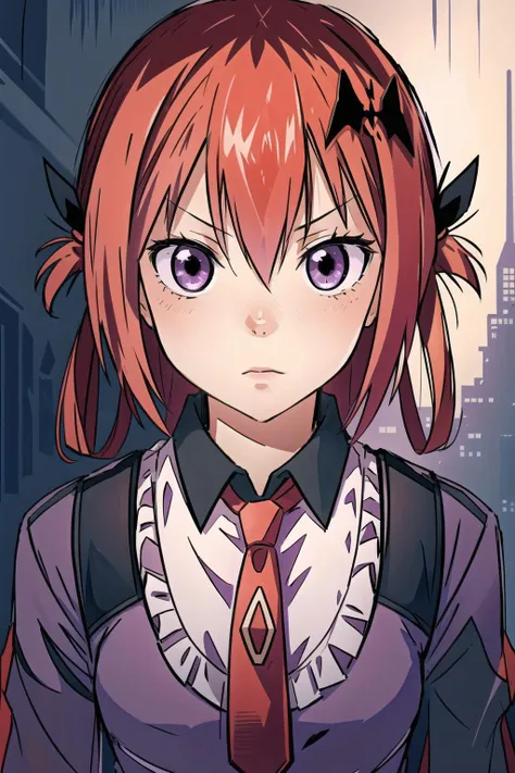 best quality, intricate details,

 1girl, <lora:satanichiaFromGabriel_v10:0.8> Satania, purple eyes, red hair,