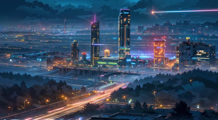 (masterpiece:1.3),(best quality:1.1)roller coaster,coast,dawn,full_shot,wide_shot,science fiction,night,from above,neon light,neon,LED,laser,no humans,scenery,park,cityscape,<lora:Detailed_Places_R-128_v1:0.7>,no humans,scenery,<lora:ttcolor:0.25>,ttcolor,colorful,