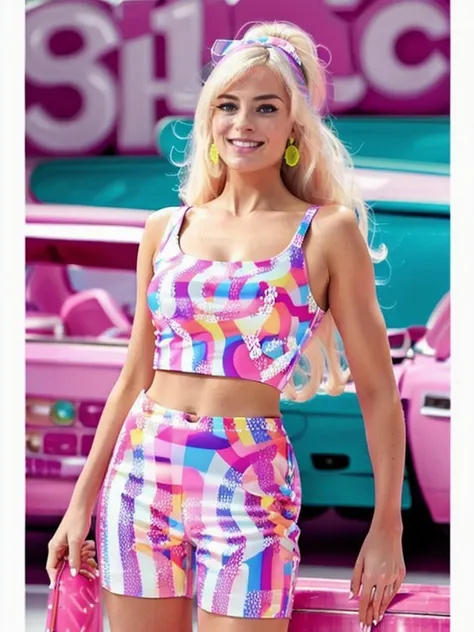 Barbie768, full body, roller skating, flashy neon 80s suit,  detailed eyes , ultra-sharpness, highest quality, art of Anya Millen, smooth, clear focus, trend on artforum, behance hd, muted colors  <lora:Barbie768:0.7>