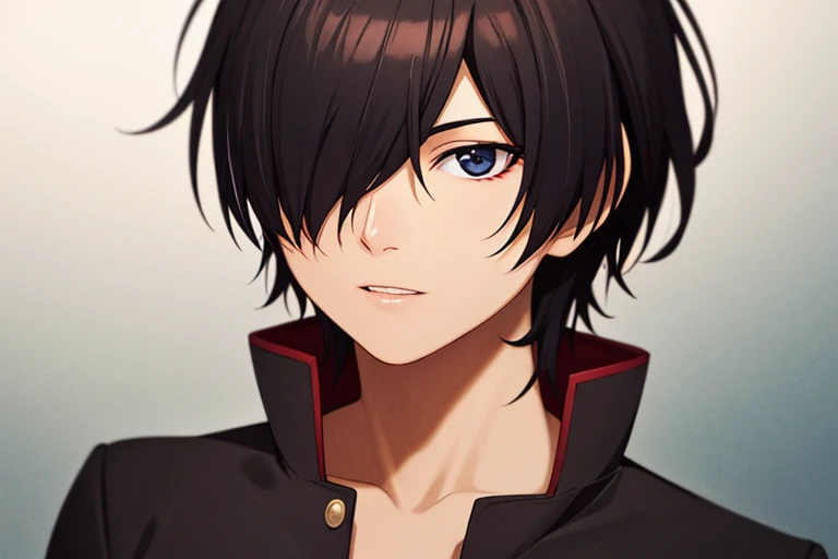 masterpiece,bestquality,ultra-detailed,Cinematic Lighting,llustration,masterpiece, best quality,male focus, solo, 1boy, school uniform, black hair, hair over one eye, naoetsu high school uniform, araragi koyomi, white background, gakuran, looking at viewer, simple background, parted lips, black eyes, upper body skatesrealistic and detailed clothes, fine fabric emphasis, photorealistic, (extremely detailed), detailed hair, best resolution, best quality, ((medium breasts)), best resolution, best quality, (Masterpiece), extremely detailed face, Original Character, perfect lighting, best colors, colorful, beautiful, fine detail, ultra high resolution, Natural Volumetric Lighting And Best Shadows, Deep Depth Of Field, (Highest Quality, Amazing Details:1.4), <lora:Koyomi Araragi:0.5>