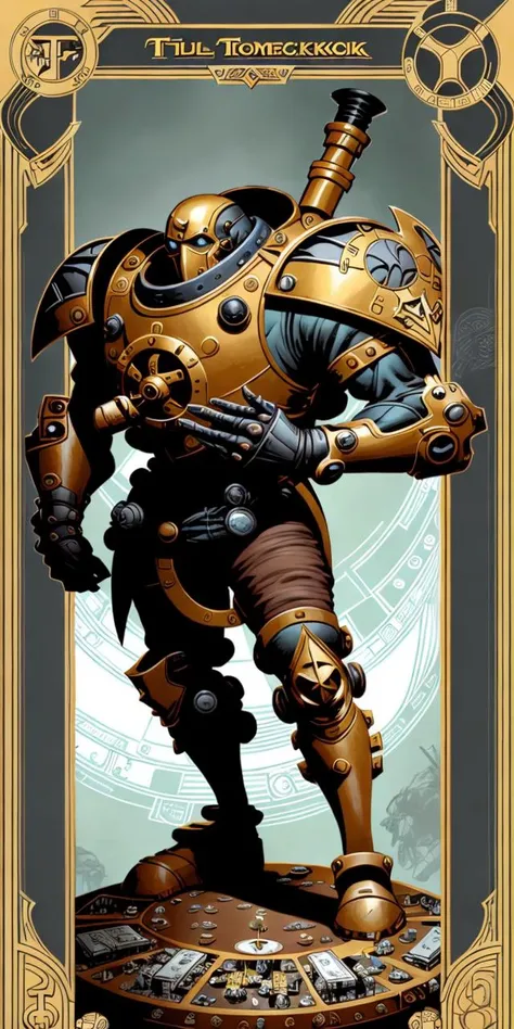 (  [ An  Alphonse Mucha's  | A Victo Ngai's  |  An  Alphonse Mucha's | Jakub Rebelka ]
(  concept
(  [ tarot | MTFG ]
 [ card | banner | card |  illustration ] 
) 
) 
)
with  the 
( Full body ) character [ design | portrait ]
of  ( [ an  ominous  | a gloomy ] ) 
( [ biomechanical | clockwork ] 
 atompunk ) turret
( on top of a pedestal ) 
[ perfectly |  precisely ] centered in the middle of composition
with ( dynamic ( symmetry ) )
, CCDSF artstyle
full of  ( retro-futuristic ( art deco  (  circuit  ) designs  ) )
by [ Greg Stapples |  Boris Vallejo | Greg and Tim Hildebrandt ]
and by [ Donato Giancola | Juan Gimenez ]
, perfect ( ( symmetrical ) well proportioned anatomy )
