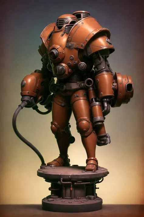( Full body ) character illustration 
of  a ( ( [ ominous | gloomy ] ) [ nautical  | biomechanical | clockwork ] ( ( art deco ) nautilus ) )
full of ( valves and ( gauges ) ) with hanging ( ( [ hoses |  cables ] ) and [  conduits |  pipes ] )
( while [ standing |  posing ] on top of a pedestal 
in the middle [ of an empty photobooth | of composition framing ] )
, Geometrical ( Alphonse Mucha's  )  concept [ character  design | costume design | art | illustration ] 
in  low-tech [ sci-fi  fantasy | medieval futurism ] CCDSF artstyle 
by [ Greg Staples | Boris Vallejo | Greg And Tim Hildebrandt ]
and by [ Donato Giancola | Terese Nielsen ]
, ( clear and readable tangents )
full of negative space 
, exquisite 3D ( solid drawing ) volumetry
enhancing  perspective ( depth )