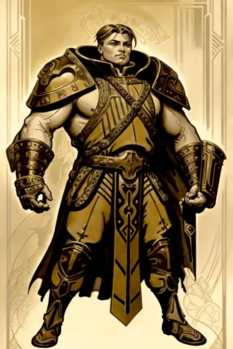 ( An ( [ Alphonse Mucha's | Anders zorn's  ] )  
[ stunning | astonishing | exquisite ]  
( art deco ) masterpiece )
with the  ( full body ) concept [ character | costume ] design 
of ( [ Brad pitt | Leonardo DiCaprio ] ) 
as a paladin 
in CCDSF artstyle