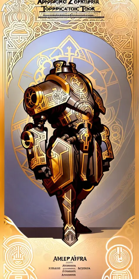 (  An  [ stunning | astonishing | exquisite ]
(  (    [  Alphonse Mucha's  | Anders zorn's   ]   )
[ tarot | MTFG ]
[ card | banner | illustration ]  )  )
with the ( full body )  [ concept character design | portrait ]
of an  ( ( [ ominous | gloomy ] ) but beautiful ( ( African )  warforged ) character  )
full of ( geometrical ( circuit ) patterns )
( ( on  top of  a pedestal )
while posing in the middle of the  composition )
with ( dynamic ( symmetry ) )
, ( An ( [ afropunk |  afrofuturism ] ) masterpiece )
in ccdsf artstyle