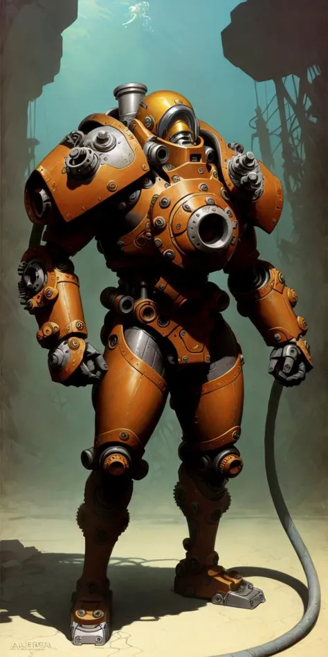 ( An ( [ Anders zorn's | Alphonse Mucha's ] )  [ stunning | astonishing | exquisite ]  
[ masterpiece | artwork ] )
with the  ( full body ) portrait of a biomechanical ( diver ) 
full of hanging [ hoses | cables ] and [pipes | conduits ]
in  ccdsf artstyle
