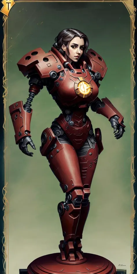 ( Full body ) character illustration 
of  the ( [ ominous  | gloomy ] ( [ Winona Ryder  | Scarlett Johansson ]  )  )
as a  biomechanical   ( atompunk  )  
while ( [ posing | standing ] ( on top of a pedestal ) )
in front of   [ an empty | a noiseless | a flat ] background 
[ perfectly |  precisely ] centered in the middle of composition
with ( dynamic ( symmetry ) )
, 
( 
  [ ( Alphonse Mucha's ) | Victo Ngai's  | (  Alphonse Mucha's  ) | Jakub Rebelka's ]
( concept ( [ tarot | MTG ] 
[ card | banner | illustration ] ) ) 
)
in  CCDSF artstyle
full of  [ retro-futuristic | sci-fi ]  ( art deco  ( [ circuit | sacred geometry ] ) designs  )
, perfect ( ( symmetrical ) well proportioned anatomy )