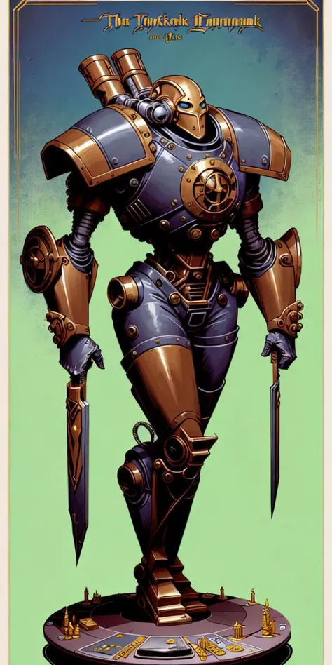(  [ An  Alphonse Mucha's  | A Victo Ngai's  |  An  Alphonse Mucha's | Jakub Rebelka ]
(  concept
(  [ tarot | MTFG ]
 [ card | banner | card |  illustration ] 
) 
) 
)
with  the 
( Full body ) character [ design | portrait ]
of  ( [ an  ominous  | a gloomy ] ) 
( [ biomechanical | clockwork ] 
 atompunk ) robot
( on top of a pedestal ) 
[ perfectly |  precisely ] centered in the middle of composition
with ( dynamic ( symmetry ) )
, CCDSF artstyle
full of  ( retro-futuristic ( art deco  (  circuit  ) designs  ) )
by [ Greg Stapples |  Boris Vallejo | Greg and Tim Hildebrandt ]
and by [ Donato Giancola | Juan Gimenez ]
, perfect ( ( symmetrical ) well proportioned anatomy )