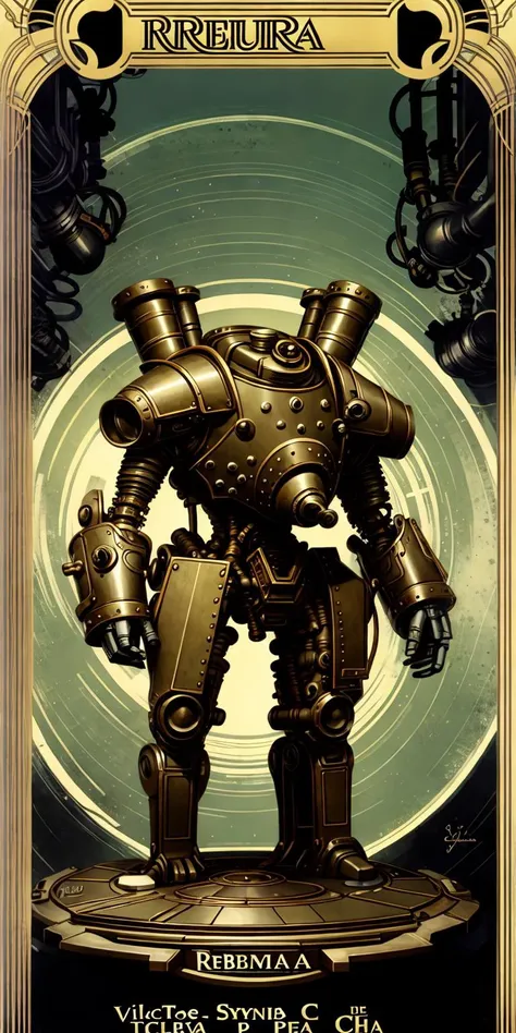 ( Full body ) character illustration 
of  the ( [ ominous  | gloomy ] ( [ Winona Ryder  | Scarlett Johansson ]  )  )
as a  biomechanical   ( atompunk  )   
wearing power armor
while ( [ posing | standing ] ( on top of a pedestal ) )
in front of   [ an empty | a noiseless | a flat ] background 
[ perfectly |  precisely ] centered in the middle of composition
with ( dynamic ( symmetry ) )
, ( ( Alphonse Mucha's | Victo Ngai's  | Alphonse Mucha's  | Jakub Rebelka's ) 
( concept ( tarot card ) ) [ illustration |  artwork | banner ]  )
in  CCDSF artstyle
full of  [ retro-futuristic | sci-fi ]  ( art deco  ( [ circuit | sacred geometry ] ) designs  )
, perfect ( ( symmetrical ) well proportioned anatomy )