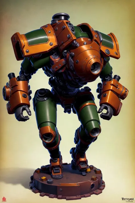 ( Full body ) character illustration 
of  a ( ( [ gloomy | ominous |  threatening ] ) [ biomechanical | clockwork ]  scuba diver )
with rusty  [ damaged | scratched |  chipped | cracked ]  hull  full  of patches and bullet holes
( while [ standing |  posing ] on top of a pedestal 
in the middle [ of an empty photobooth | of composition framing ] )
, Geometrical ( Alphonse Mucha's  )  concept [ character  design | costume design | art | illustration ] 
in  low-tech [ sci-fi  fantasy | medieval futurism ] CCDSF artstyle 
by [ Greg Staples | Boris Vallejo | Greg And Tim Hildebrandt ]
and by [ Donato Giancola | Terese Nielsen ]
, ( clear and readable tangents )
full of negative space 
, exquisite 3D ( solid drawing ) volumetry
enhancing  perspective ( depth )