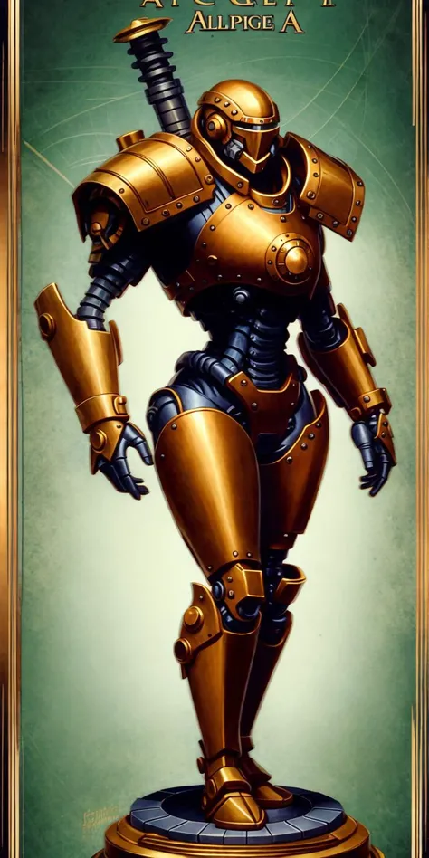 ( Full body ) character illustration 
of  the ( [ ominous  | gloomy ] ( [ Angelina jolie  | Scarlett Johansson ]  )  )
as a  biomechanical   ( [ atompunk  | dieselpunk ] )   
wearing power armor
while ( [ posing | standing ] ( on top of a pedestal ) )
in front of   [ an empty | a noiseless | a flat ] background 
[ perfectly |  precisely ] centered in the middle of composition
with ( dynamic ( symmetry ) )
, ( ( Alphonse Mucha's | Victo Ngai's  | Alphonse Mucha's  | Jakub Rebelka's ) 
( concept ( tarot card ) ) [ illustration |  artwork | banner ]  )
in  CCDSF artstyle
full of  [ retro-futuristic | sci-fi ]  ( art deco  ( [ circuit | sacred geometry ] ) designs  )
, perfect ( ( symmetrical ) well proportioned anatomy )