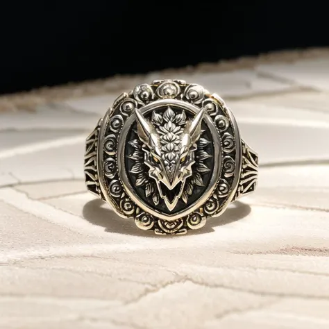 dragonhead ring, ((masterpiece):1.0), (sergal:1.3), (ring:1.2), silver, a silver ring with a dragon head, (best quality), (great quality) <lora:sergalLora_v10:0.7> <lora:elderring_V1:0.8>