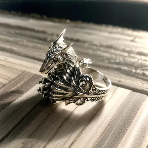 dragonhead ring, ((masterpiece):1.0), (sergal:1.3), (ring:1.2), silver, a silver ring with a dragon head, (best quality), (great quality) <lora:sergalLora_v10:0.7> <lora:elderring_V1:0.8>
