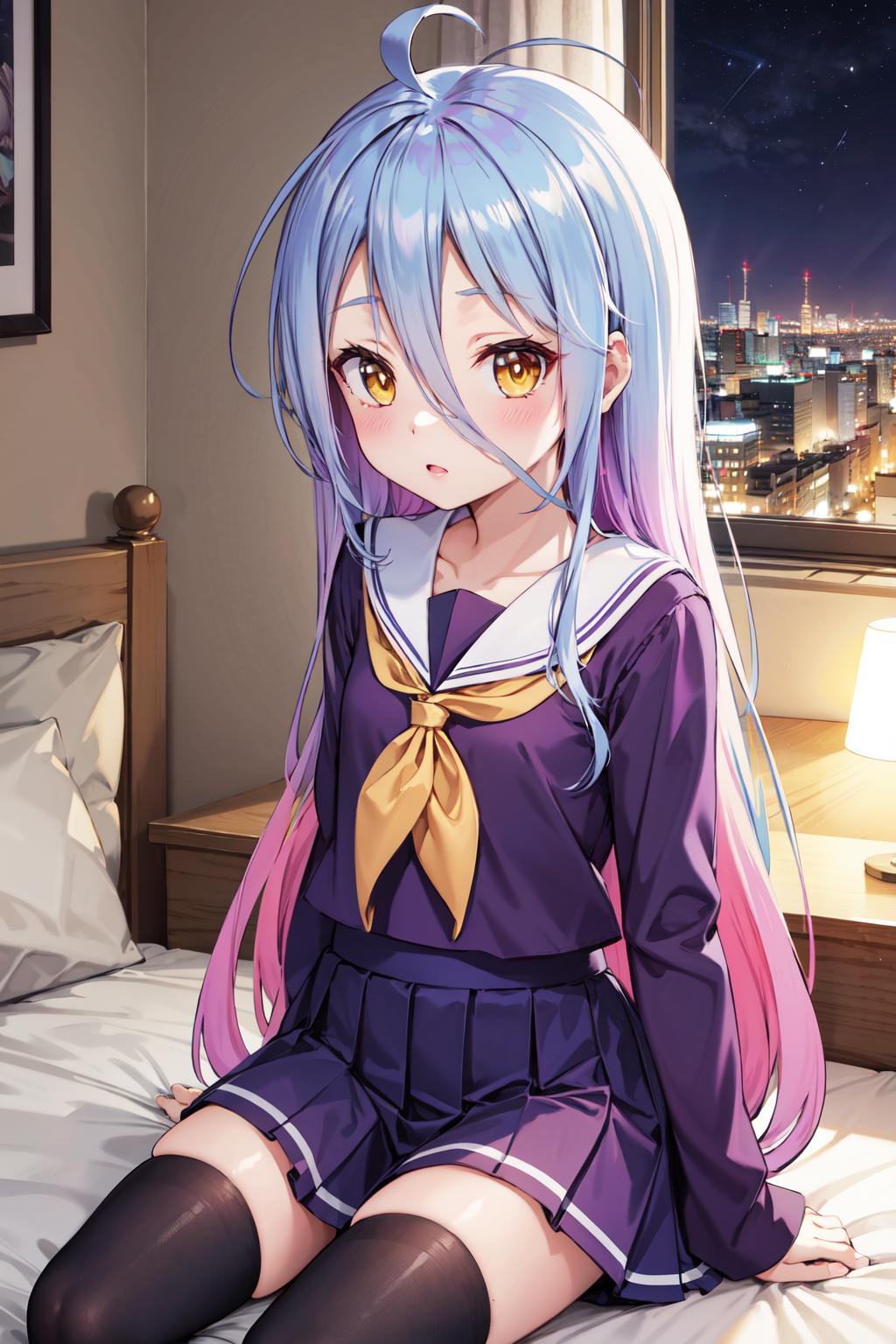 Anime Girl Sitting On A Bed With A City View In The Background SeaArt AI anime-girl-sitting-on-a-bed-with-a-city-view-in-the-background-seaart-ai