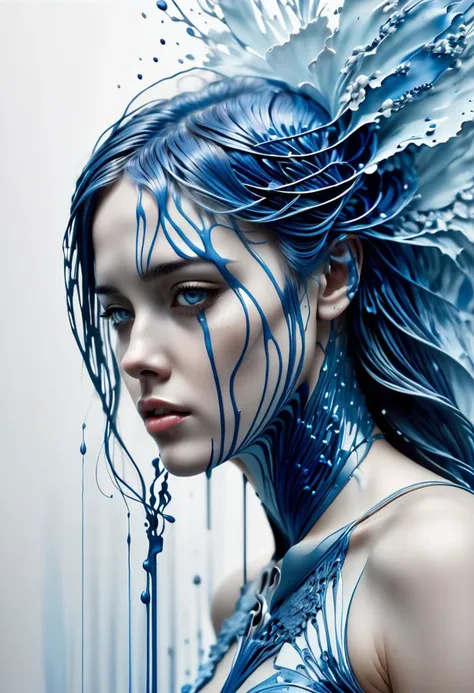 1girl, (abstract art:1.4), bleeding blue, blue theme, visually stunning, beautiful, evocative, emotional, side view,  
style of Agnes Cecile,9
hyper realism, ultra realistic, masterpiece, sharp details, intricate, highly detailed, rich color, 8K,
 <lora:wowifierXL:1> art by mooncryptowow