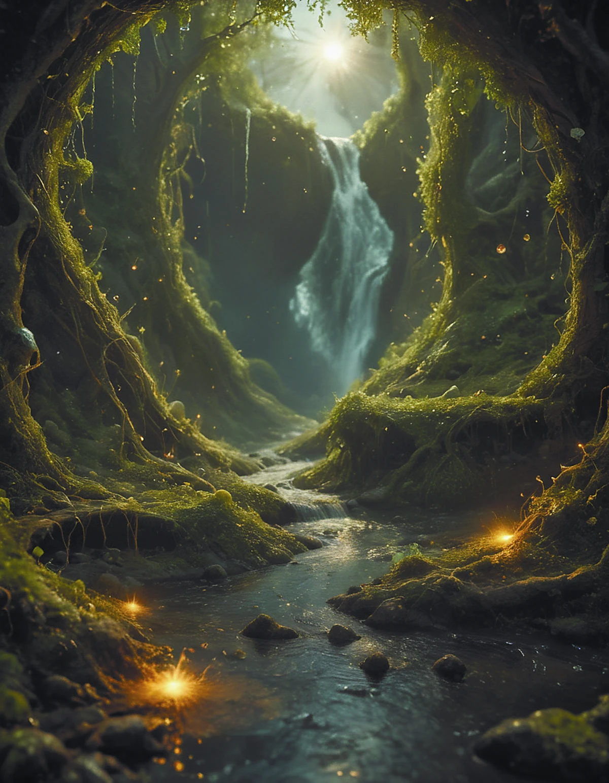elf village,fantasy forest,vines tangled,forest village with river and waterfall,cinematic,natural lighting,8k,realistic,tiny fire flies p,3D,HD,ral-rndrps <lora:ral-rndrps-sdxl:0.8>,by diegocr,fractalvines <lora:Fractal_Vines:0.7>,hyperkraximalism <lora:hyperkraximalism_v1-1:0.4>,<lora:TQCelestialFantasy:0.6>,<lora:Explosion Artstyle:0.5>
