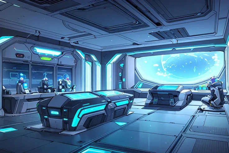 Research base, science lab, multiple boys, experiment pod science fiction theme, mechanical design, science fiction, sitting, interior, landscape, glow, no humans,<lora:Science fiction theme:0.7>,