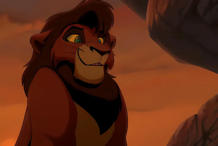 high detail, cinematic light, (masterpiece), <lora:Kiaraandkovu:0.8>, Kiara_tlk, Kovu_tlk, two lions