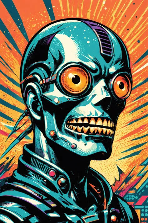 retro-futuristic nightmare, simple  background, pop art style  <lora:pop_art_style:1>