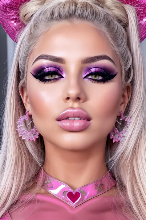 Quality: (edgQuality:1.2), (8k, best quality, realistic, intricate details, ultra high res, photorealistic, masterpiece, extremely detailed, cinematic light, Unreal Engine:1.4), (ultra realistic 8k cg, uhd, sharp focus, digital art:1.0), BREAK
Subject: bimbo, big breasts - (breast implants, fake tits, unaligned breasts, perfectly round breasts:1.3), big ass, big thighs, big lips, big eyes, (stunning makeup, lipgloss, strong lipliner, heavy eyeliner, false eyelashes:1.2), bombshell hair, fFaceDetail, SkinDetail, EyeDetail, HairDetail, fHandDetail, (ah1, tanned skin, detailed hair, smooth skin, oiled skin, shiny skin, young:1), <lora:ImplantsAF:0.5>, <lora:bimsuite-10:1>, <lora:eyelashes_slider_v3:0.5>, <lora:eyeliner_v1:0.5>, <lora:BimboMakeup_v1:0.5>, <lora:glam style makeup:0.5>, BREAK
Outfit: (fuchsia Shiny Latex Slutty top, big earrings, luxury jewelry:1.2), latex with an incredible texture, shiny latex, BREAK
Details: <lora:LORA-XenoDetailer-v3A:1>, <lora:hyperdetailer_v095:0.5>, <lora:add_detail:0.3>, <lora:more_details:0.1>, BREAK