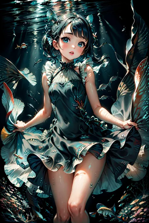 <lora:UnderWaterWorld:1.0>  (UnderWaterWorld:1.1) (1girl dress :1.3)