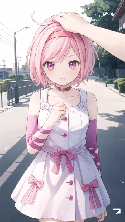 <lora:Sugimoto_LoRA:0.8> ReimiSugimotoJoJo, 1girl, pink hair, pink eyes, short hair, cute face, alice hairband, pink dress, BREAK, <lora:HeadpatPOV:0.8> (HeadpatPOV, pov, headpat:1.15), masterpiece, best quality, extremely detailed, highly quality, 4k, sharp focus, professional, sharp focus, award winning, cinematic lighting, octane render, unreal engine, volumetrics dtx, Wallpaper,