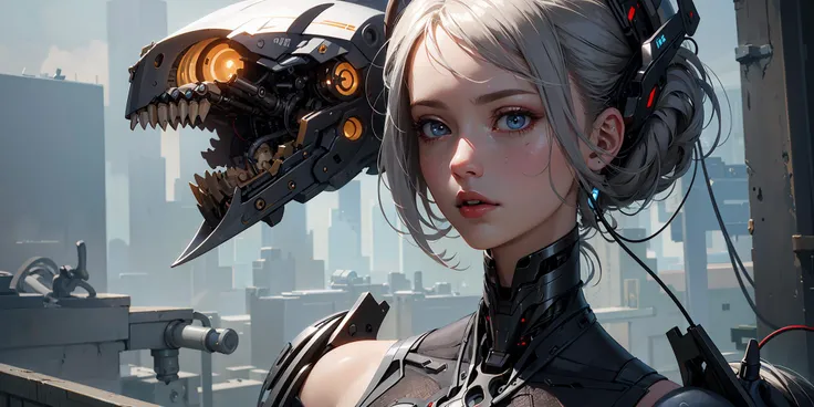 (masterpiece, top quality, best quality, official art, beautiful and aesthetic:1.2), extreme detailed,(fractal art:1.3),colorful,highest detailed, ((holding gun)),
complex 3d render ultra detailed of a beautiful porcelain profile woman android face, cyborg, robotic parts, 150 mm, beautiful studio soft light, rim light, vibrant details, luxurious cyberpunk, lace, hyperrealistic, anatomical, facial muscles, cable electric wires, microchip, elegant, beautiful background, octane render, H. R. Giger style, 8k, best quality, masterpiece, illustration, an extremely delicate and beautiful, extremely detailed ,CG ,unity ,wallpaper, (realistic, photo-realistic:1.37),Amazing, finely detail, masterpiece,best quality,official art, extremely detailed CG unity 8k wallpaper, absurdres, incredibly absurdres, robot, silver halmet, full body,
