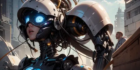 (masterpiece, top quality, best quality, official art, beautiful and aesthetic:1.2), extreme detailed,(fractal art:1.3),colorful,highest detailed, ((holding gun)),
complex 3d render ultra detailed of a beautiful porcelain profile woman android face, cyborg, robotic parts, 150 mm, beautiful studio soft light, rim light, vibrant details, luxurious cyberpunk, lace, hyperrealistic, anatomical, facial muscles, cable electric wires, microchip, elegant, beautiful background, octane render, H. R. Giger style, 8k, best quality, masterpiece, illustration, an extremely delicate and beautiful, extremely detailed ,CG ,unity ,wallpaper, (realistic, photo-realistic:1.37),Amazing, finely detail, masterpiece,best quality,official art, extremely detailed CG unity 8k wallpaper, absurdres, incredibly absurdres, robot, silver halmet, full body,