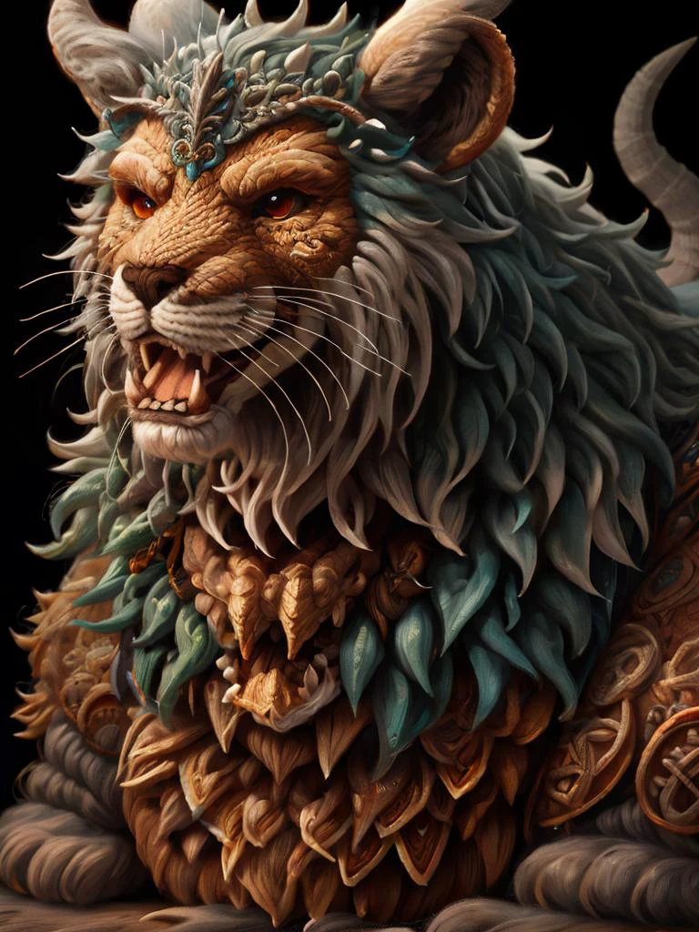 minotaur with menacing snarl made of zwuul, symbols, intricate details, colorful, abstract, realism <lora:ral-zwuul-sd15:0.8>