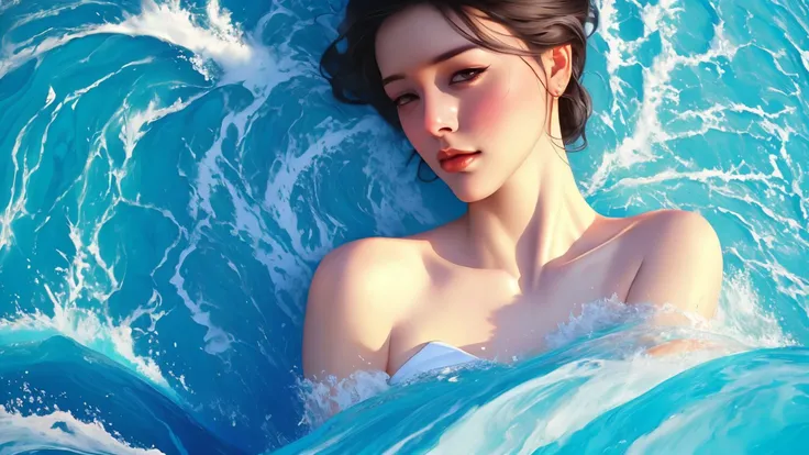 Cerulean Whirlpool Gorge: A gorge where a mesmerizing whirlpool churns in shades of cerulean, surrounded by towering cliffs and lush greenery, creating a mesmerizing natural spectacle. , BREAK , ((art by Daniela Uhlig )) masterpiece, perfect quality