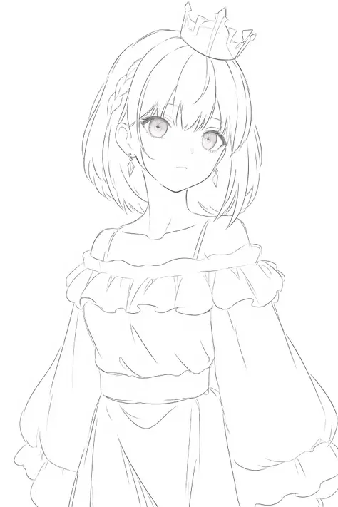 (best quality, masterpiece, highres),1girl,braided crown,earrings,off-shoulder_shirt,eye contact,sigma 12-24mm,dynamic_angle,
<lora:BX_color sketch_v1.04cy:1>,