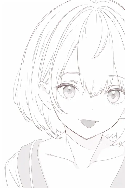 (best quality, masterpiece, highres),1girl,jitome,tongue,smile,close-up,very short hair,white background,
<lora:BX_color sketch_v1.04cy:1>,