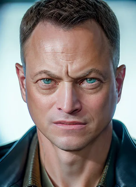 portrait of sksperson man, coy , wearing trench coat , with crew cut honey blonde Textured crop , background factory epic (photo, studio lighting, hard light, sony a7, 50 mm, matte skin, pores, colors, hyperdetailed, hyperrealistic), <lyco:Gary Sinise:1.2>