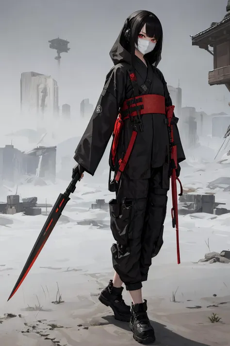 best quality, high_resolution,girl,hanfu techwear, guro_girl,alien fused,holding weapon,detailed background,