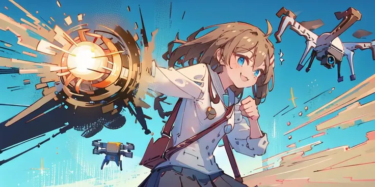 masterpiece, best quality, 1girl, solo,, smile, school uniform,(((drone))),sparkle, nemes, ((fighting stance)), assault rifle, fire, telekinesis, ((gymbag)),
<lora:neuroSamaMomoseHiyori_v10:0.9>