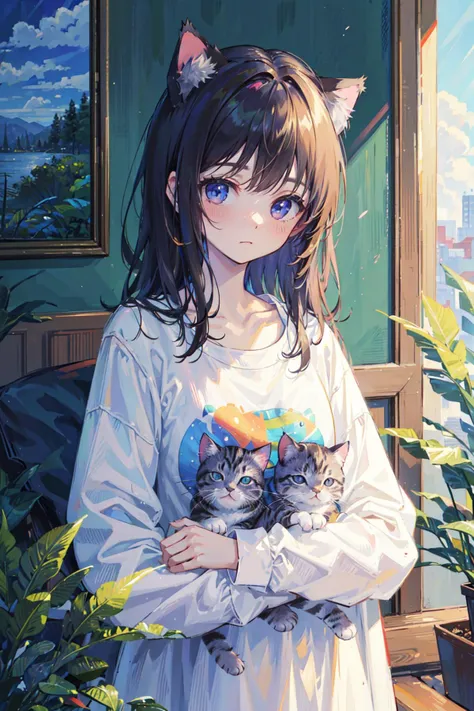 ((best quality, masterpiece, absurbres, super-resolution)) cute illustration (((animal, cute cat)))