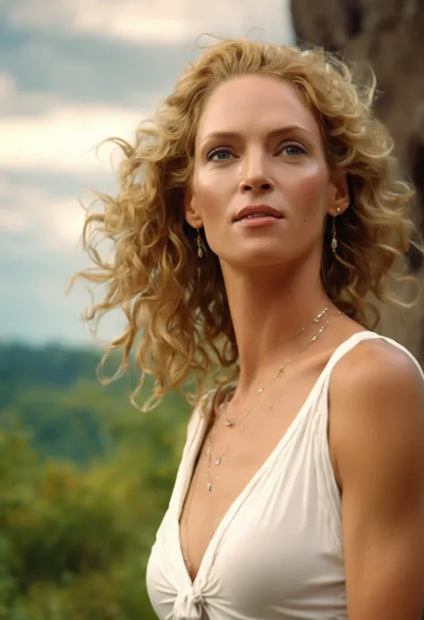 cinematic film still a goddess ((ohwx woman)) <lora:thurman_lora_sdxl_v1:1.1> by greg rutkowski, trending on artstation. highly detailed 8 k render with ultra - realistic unreal engine 5 and dslr lighting 3 2 mm f 1 6 ray traced depth of field cinematic lightning beautiful composition volumetric clouds light rays that are dripping off the ground closeup macro shot head to camera lens 4 0 mpx film grain high contrast chiaroscuro dramatic backlit smoke vignette hdr arn new movie still in a romantic comedy from 2022 space odyssey directed noir detective fiction anime masterpiece painted . shallow depth of field, vignette, highly detailed, high budget, bokeh, cinemascope, moody, epic, gorgeous, film grain, grainy