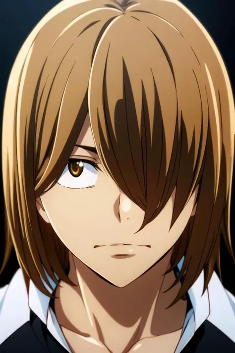 photorealistic, (4k), depth of field, (Masterpiece), (realistic skin texture), extremely detailed, intricate, hyper detailed, high resolution, professional photography, , depth of field, sharp detail, best quality, , 1boy, solo, male focus, <lora:hajime_aoyagi:0.94>, hajime_aoyagi, light brown hair, brown eyes, hair over one eye