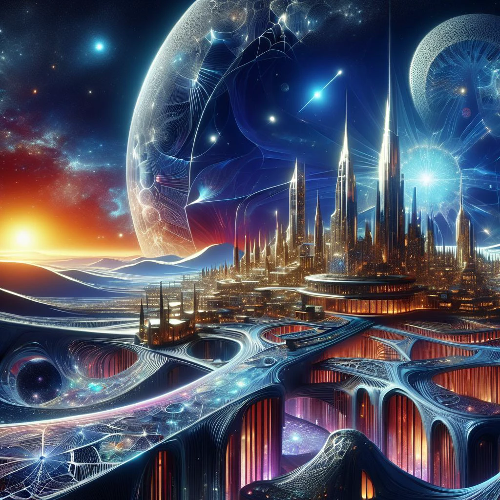 ((best quality)), ((masterpiece)), ((realistic,digital art)), (hyper detailed),DonMC0sm1cW3bXL,astral plain,Town, <lora:DonMC0sm1cW3bXL-000009:1>