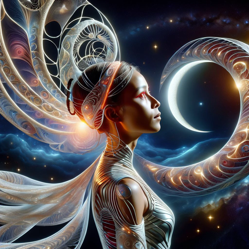 ((best quality)), ((masterpiece)), ((realistic,digital art)), (hyper detailed),DonMC0sm1cW3bXL,astral plain,female , Hundred years old, Slinky, Indigenous peoples of the America, Ruby red eyes, Torn Ears, Full Cheeks, Curved Forehead, Unusual face shape, , Light Brown Dutch braid hair, Love, Tracing the lines of a magical glyph, activating its hidden potential, wearing Seraphic,Divination,Copper,Iron Enigma Gown , Slides, Hairband, ,,, Illuminate (Swirling,Dark yellow Captivating,Enliven,Whirling ,Bewildering,Spiral lines,Colloids,Torus,Arcane Crystals Brownian motion,Translation,Star ,Virtual reality magic:1.0), Standing tall, one hand pointed forward, channeling energy, Radiant Aura, <lora:DonMC0sm1cW3bXL-000009:1>