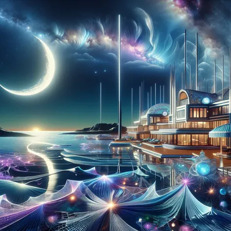 ((best quality)), ((masterpiece)), ((realistic,digital art)), (hyper detailed),DonMC0sm1cW3bXL,astral plain,Seaside Resort, <lora:DonMC0sm1cW3bXL-000009:1>