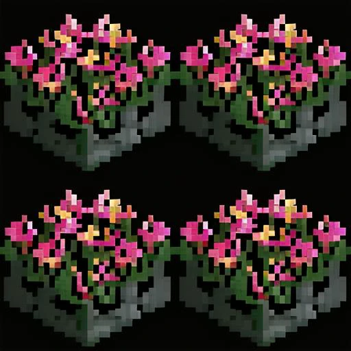 <lora:0p3nRCT2_v6:1>, 0p3nRCT2 image, black background, flowers base block