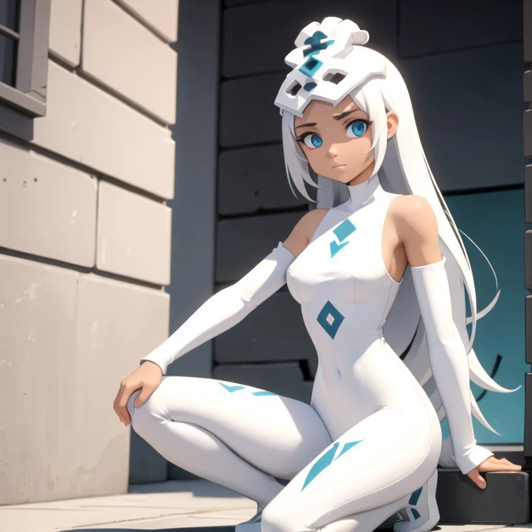<lora:wakfu-sram> beautiful female assassin in a white bodysuit, masterpiece, high detail