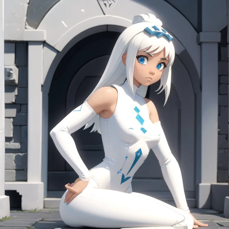 <lora:wakfu-sram> beautiful female assassin in a white bodysuit, masterpiece, high detail