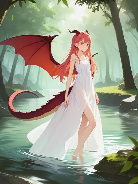 score_9, score_8_up, score_7_up, best quality, masterpiece, 4k, uncensored, prefect lighting, rating_explicit, very aesthetic, 1girl, masterpiece, best quality, absurdres, recent, newest, safe, sensitive, solo, dragon girl, dragon tail, dragon wings, dragon horns, white dress, long hair, side up, river, tree, forest
official art,cinematic angle, cinematic lighting, highly detailed, Amazing, finely detail,
<lora:neg4all_bdsqlsz_xl_V7:0.9>, <lora:sd_xl_dpo_lora_v1:1> <lora:RMSDXL_Enhance:1>