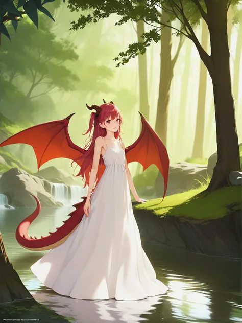score_9, score_8_up, score_7_up, best quality, masterpiece, 4k, uncensored, prefect lighting, rating_explicit, very aesthetic, 1girl with dragon wings on her back, masterpiece, best quality, absurdres, recent, newest, safe, sensitive, solo, dragon girl, dragon tail, dragon wings, dragon horns, white dress, long hair, side up, river, tree, forest
official art,cinematic angle, cinematic lighting, highly detailed, Amazing, finely detail,
<lora:neg4all_bdsqlsz_xl_V7:0.9>, <lora:sd_xl_dpo_lora_v1:1> <lora:RMSDXL_Enhance:1>